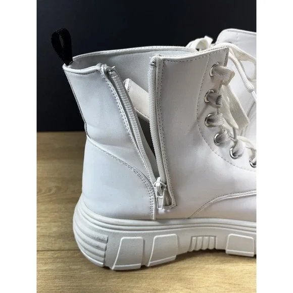 Koi‎ Footwear Women's Platform Ankle Boots Size 9 White Lace Up Lug Sole - Picture 10 of 16
